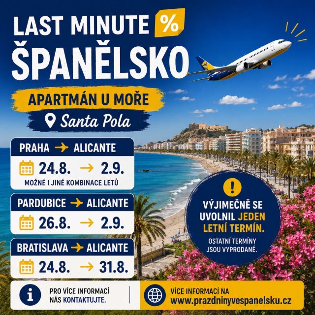 🌴☀️✈️ *LETNÍ DOVOLENÁ V REZIDENCI SANTA POLA* 🇪🇸🏖️
Výjimečně se nám uvolnil jeden termín na přelomu srpna a září. 🌊
✈️ Možné odlety z Prahy, Pardubic i Bratislavy
🏠 Apartmán přímo u moře v Santa Pole
🚖 Jsme jen 15 minut od letiště Alicante a rádi pomůžeme se zajištěním transferu
🎫 Poradíme s výběrem a nákupem letenek
🍽️ Doporučíme restaurace, výlety i místa na nákupy
🤝 Jsme vám k dispozici před cestou i během pobytu
⚠️ Ostatní letní termíny jsou již obsazené.
📩 Napište nám zprávu pro více informací.
🌐 www.prazdninyvespanelsku.cz
#RezidenceSantaPola #PrazdninyVeSpanelsku #SantaPola #Alicante #CostaBlanca